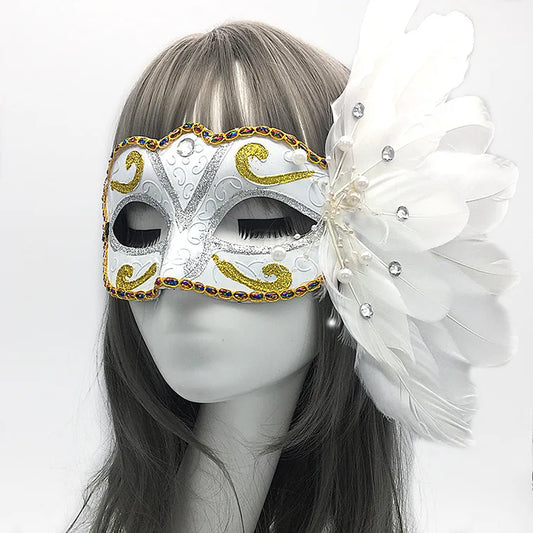 Sexy Princess Venetian Headwear Venice Feather Flower Wedding Carnival Party Performance Costume Sex Lady Mask Masquerade