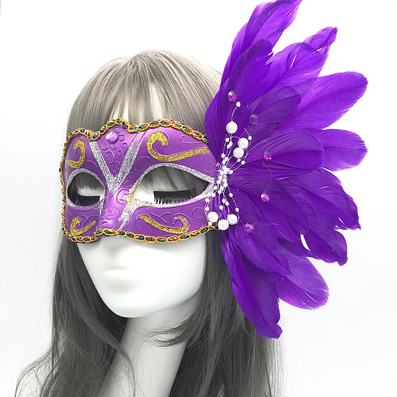 Sexy Princess Venetian Headwear Venice Feather Flower Wedding Carnival Party Performance Costume Sex Lady Mask Masquerade