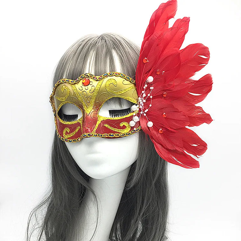 Sexy Princess Venetian Headwear Venice Feather Flower Wedding Carnival Party Performance Costume Sex Lady Mask Masquerade