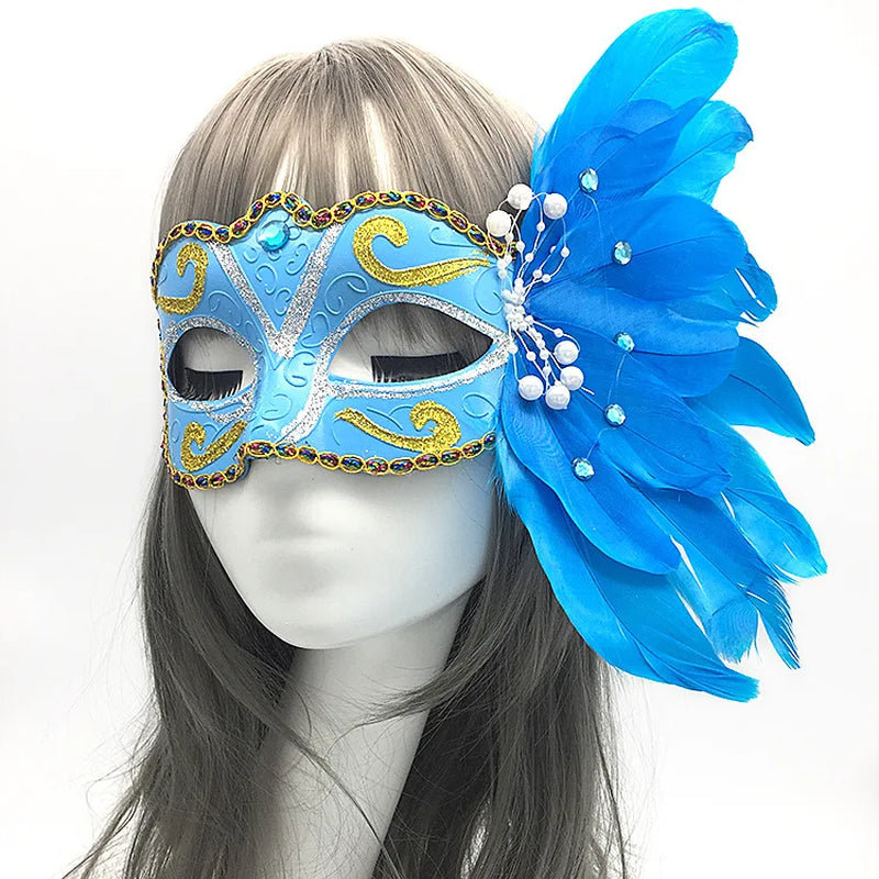 Sexy Princess Venetian Headwear Venice Feather Flower Wedding Carnival Party Performance Costume Sex Lady Mask Masquerade