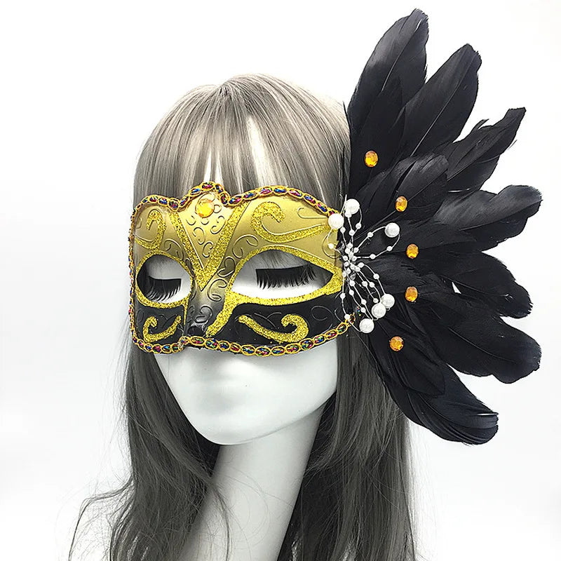 Sexy Princess Venetian Headwear Venice Feather Flower Wedding Carnival Party Performance Costume Sex Lady Mask Masquerade