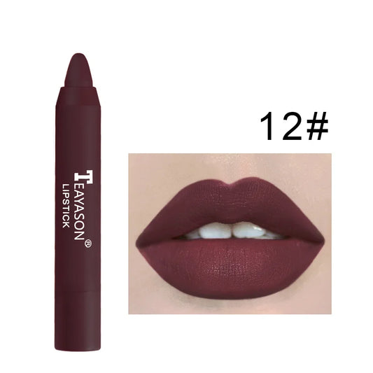 12 Colors Matte Crayon Lipsticks Pencil Waterproof Lasting Nude Lipstick Easy to Wear Red Batom Lipstick Maquiagem Lips Makeup