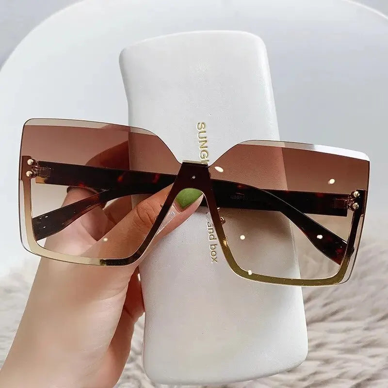 New European and American Style Half-Frame Metal Sunglasses Fashion Slim Women'S Sunglasses Anti-Uv Glasses